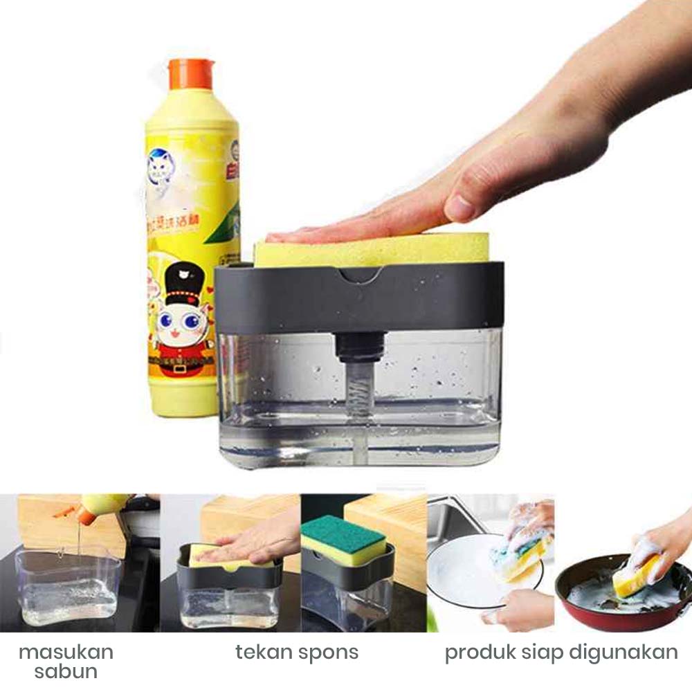 Dispenser Sabun Spons Spon Cair Sikat Kran Rak Dapur Tempat Soap Pump Cuci piring
