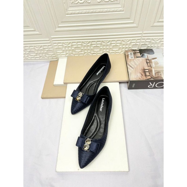 sepatu flat shoes wanita terbaru kekinian pesta LOUISDEAR flat bahan satin