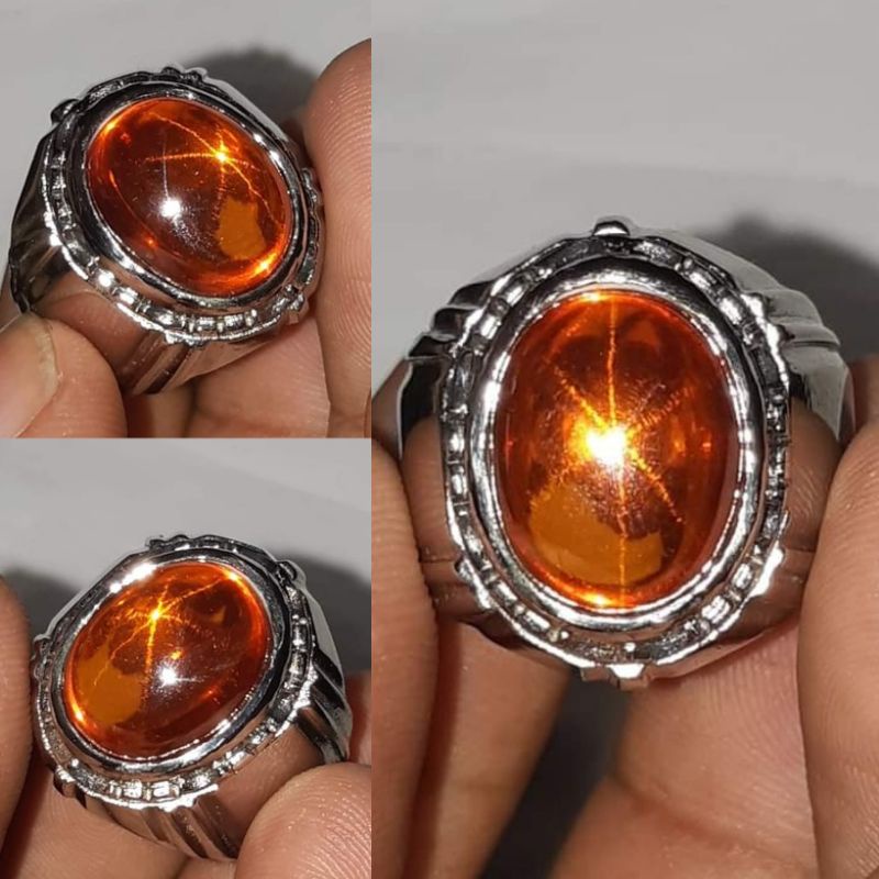 Cincin Batu Orange safir Star Natural Asli 100% Original Kualitas Super Istimewa