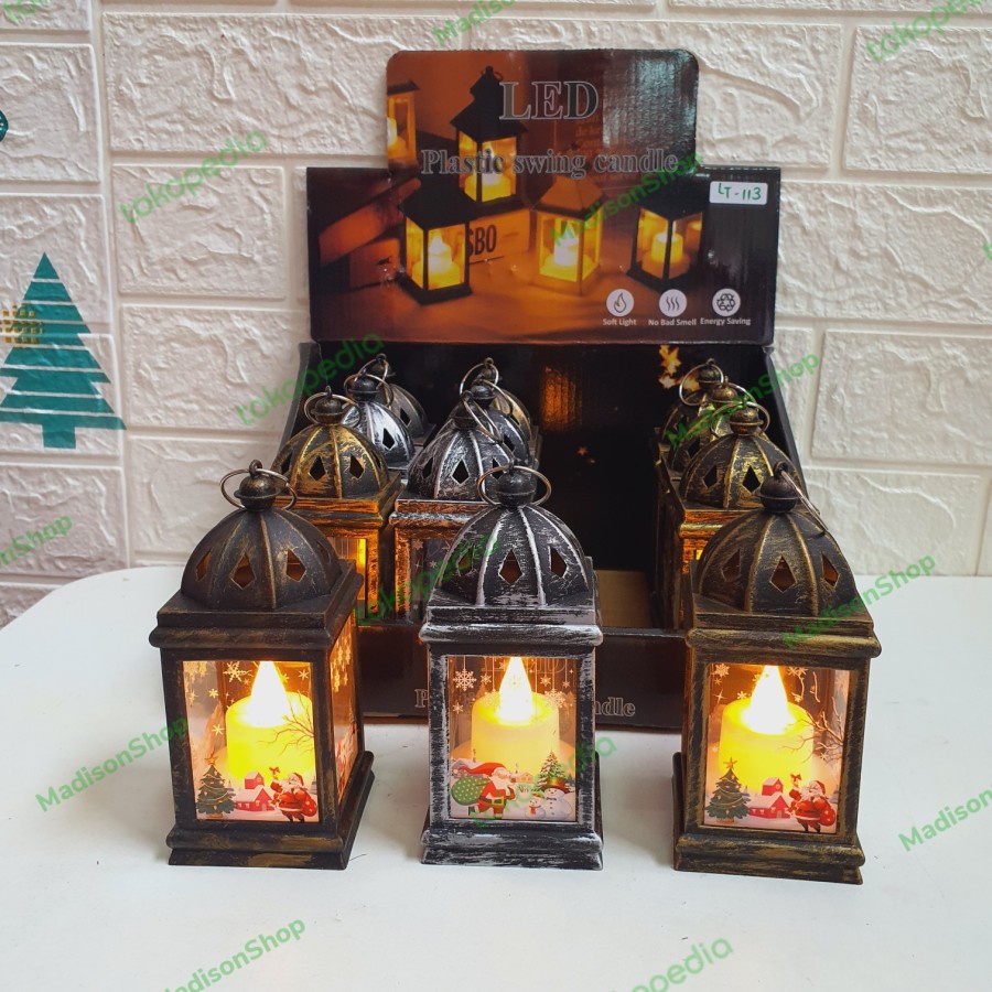 Lentera Natal Lilin LED Portable Dekorasi Kado Natal Murah Souvenir