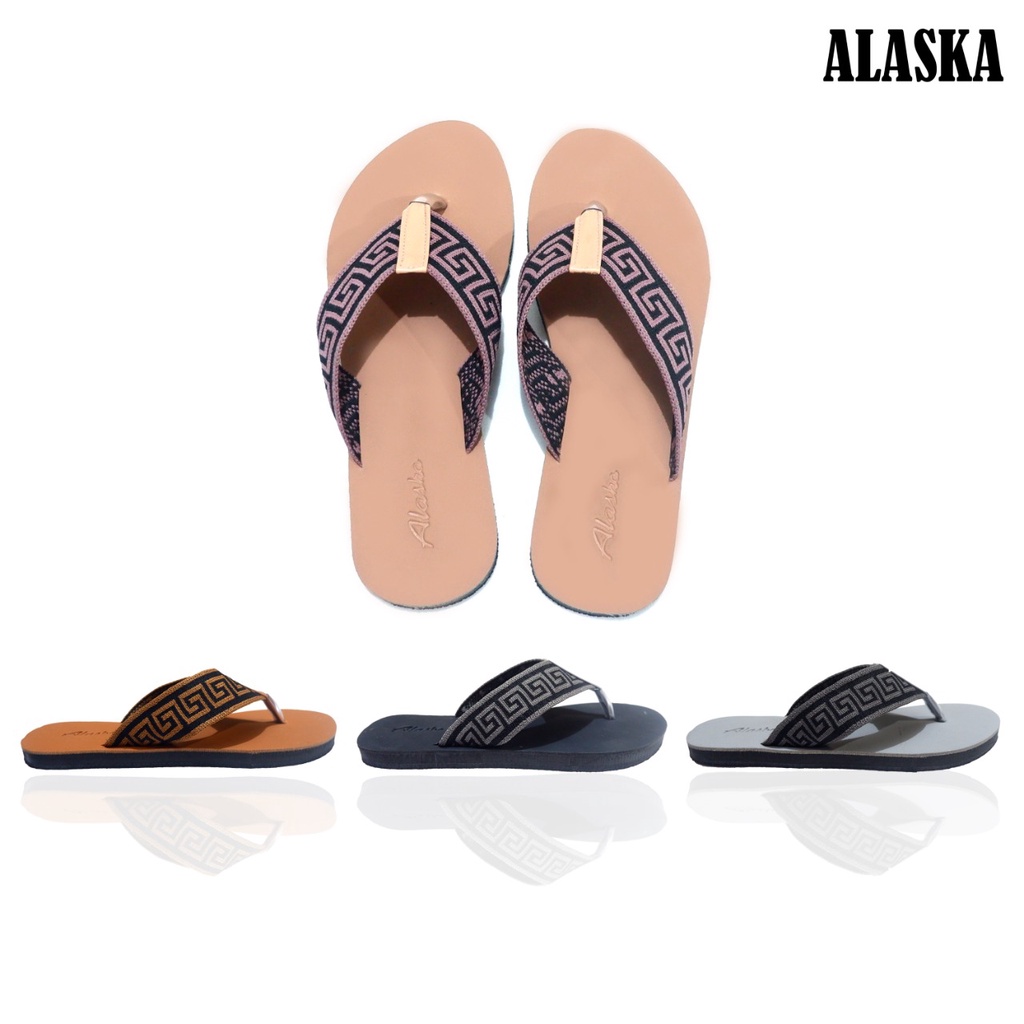 ALASKA G20 - Sendal Wanita  Dewasa Teplek Motif Rajut Import