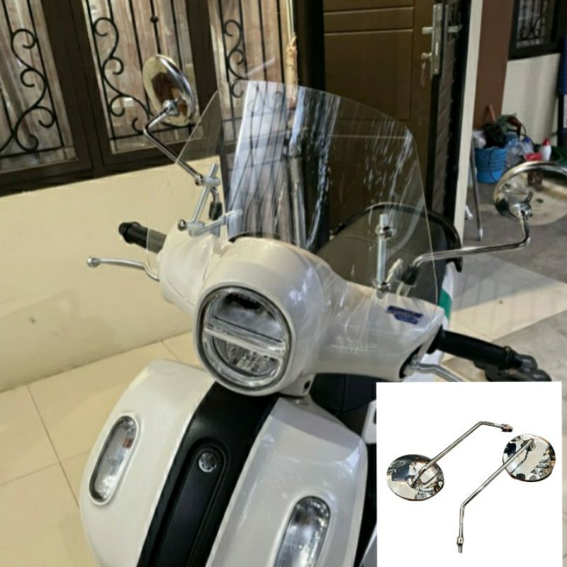 Visor Fazzio + Spion croom tangkai panjang PNP tinggal pasang