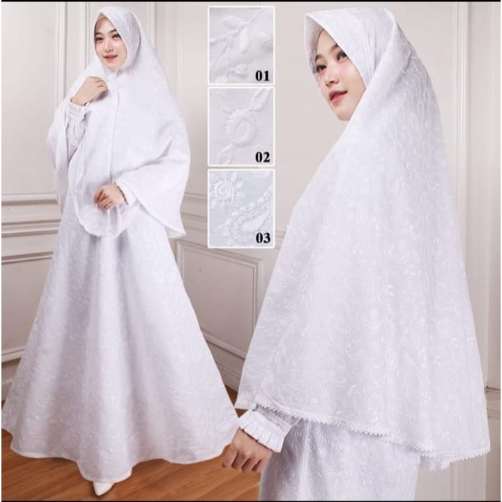 GAMIS KATUN UMROH COMPLIT / BAJU GAMIS PUTIH POLOS COMPLIT / GAMIS PUTIH JOMBO / GAMIS UMROH /GAMIS UMROH