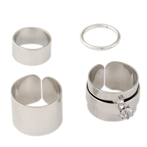 Hu Hu Hu Hu Hu Alat Bantu Pasang Kacamata♡ 4pcs / Set Cincin Buku Jari Aneka Bentuk Gaya Punk Untuk Pria / Wanita