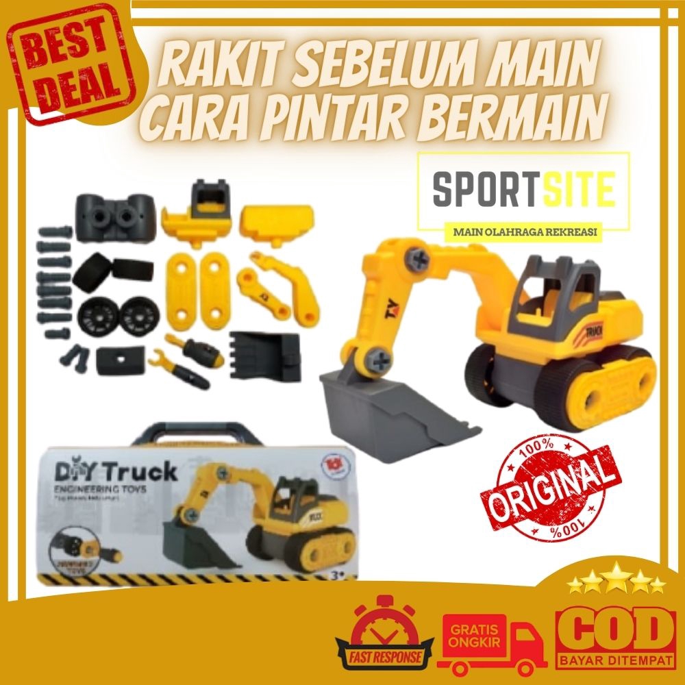 DIY Construction Koper Truck Engineering Tools Mainan Edukasi Anak Membongkar Membangun Menyusun Puz