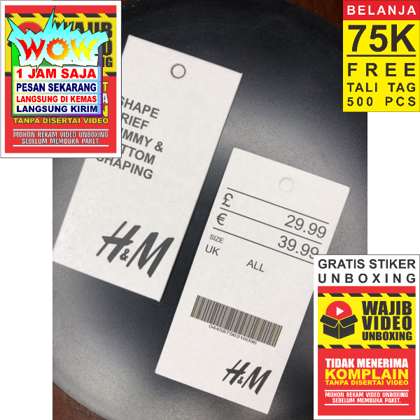 

H&M LABEL PRICE TAG HANGTAG BARCODE SUPER PREMIUM CO 1X DI KIRIM 600PCS