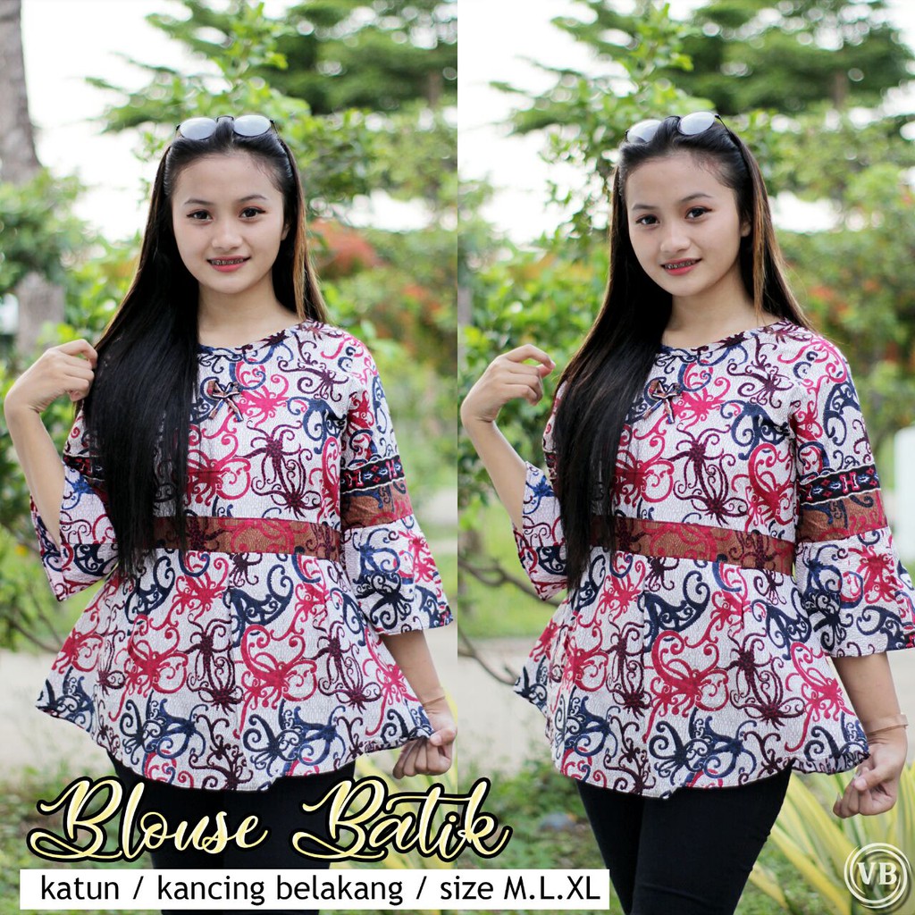 BK3 Atasan Lengan Pendek Risna Batik Blouse trompet HRB206 IPNU IPPNU 036
