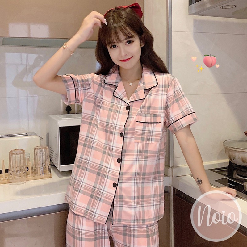 BAJU TIDUR WANITA LENGAN PENDEK SHORT SLEEVE ICONIC BRANDED TERKENAL SQUARE PIYAMA WANITA DEWASA IMPORT ONE SET - MIX BRND-2