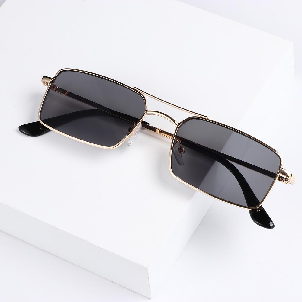 R-flower Retro Rectangle Sunglasses Fashion Bingkai Logam Untuk Wanita Dan Pria Bingkai Kecil