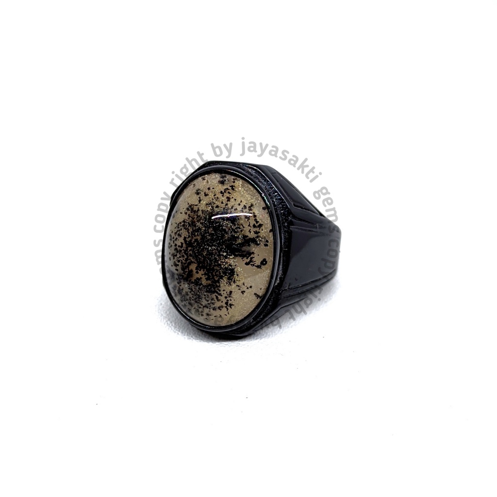 Natural Batu Akik Pancawarna Garut Ring Hitam PG01