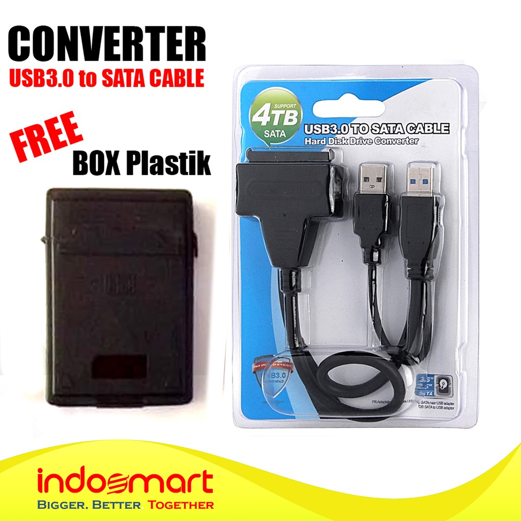Converter Harddisk Sata to Usb 3.0 Support 4 TB Free Box Plastik