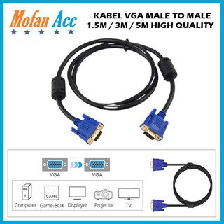 Kabel VGA Male to Male 1.5 Meter / 3 Meter / 5 Meter High Quality Tebal Digital 15pin For Komputer PC Laptop Monitor Proyektor TV Infocus Layar LCD