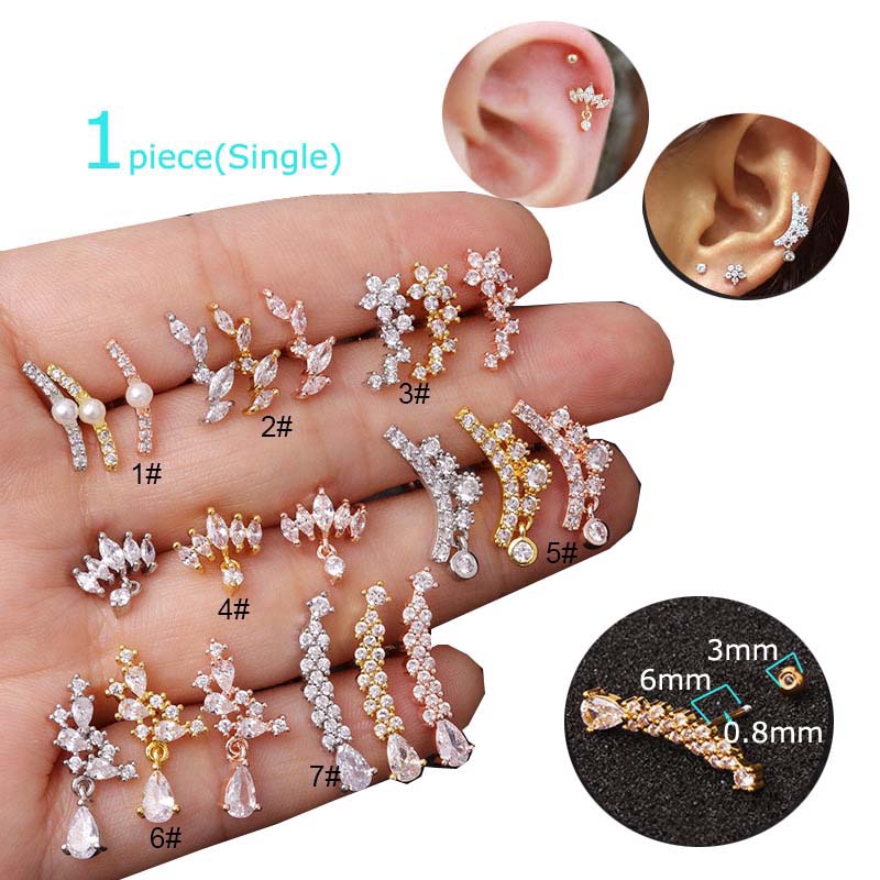 1piece Stainless Steel Cartilage Earrings Orbital Rook Helix Piercing 20G