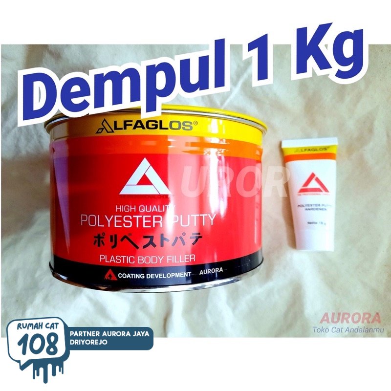 Rumah Cat - DEMPUL ALFAGLOS 1Kg / ALF Alfa Glos 1 Kg Kilo Kilogram Kendaraan Kayu Besi Plastik 2 kom