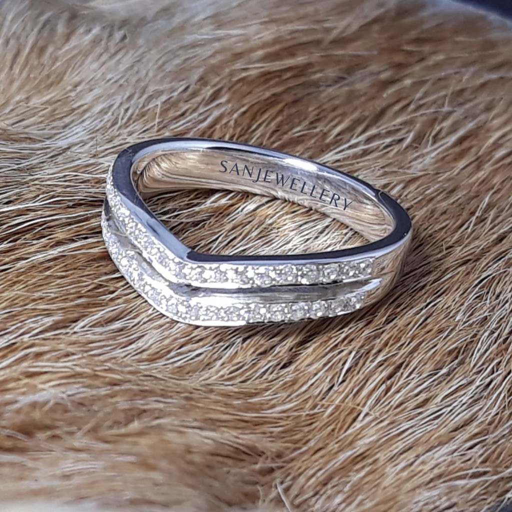 Cincin wanita perak asli nikah tunangan kawin cewek platinum palladium emas putih W11