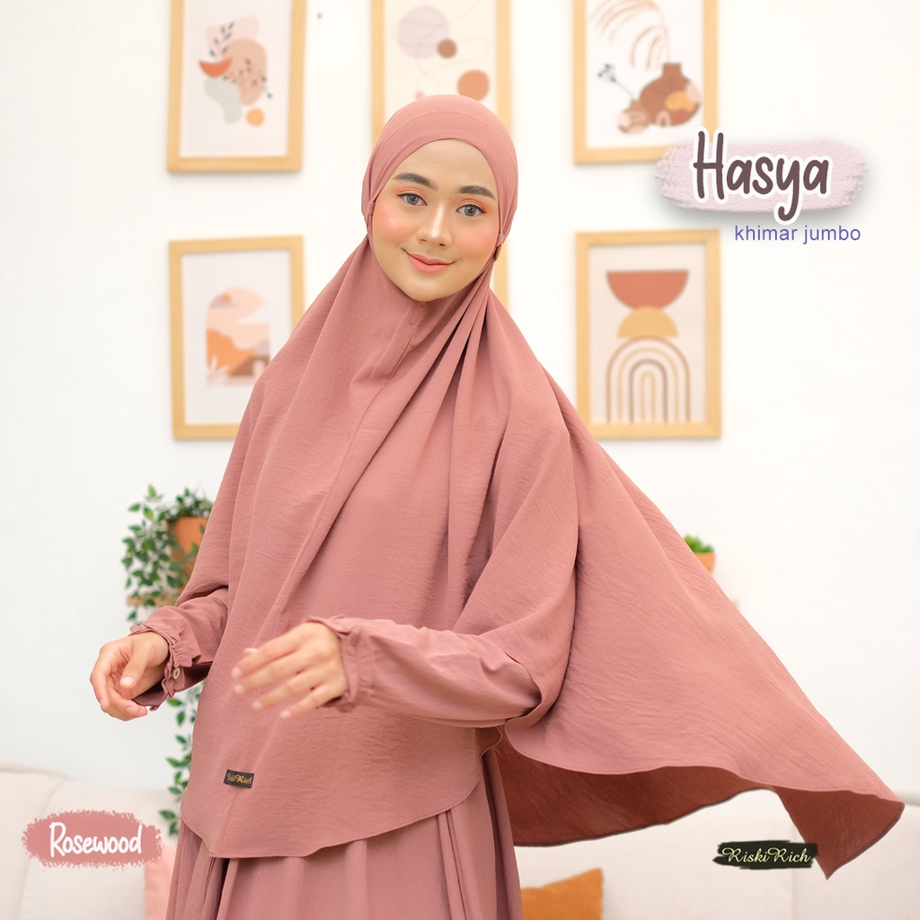 Riskirich Hasya Khimar Jilbab Bergo Uk Standar dan Jumbo Bahan Airflow Crinkle Premium