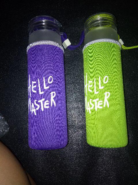 My Botlle Botol Minum Kaca hello Master + Free Sarung (480ml)