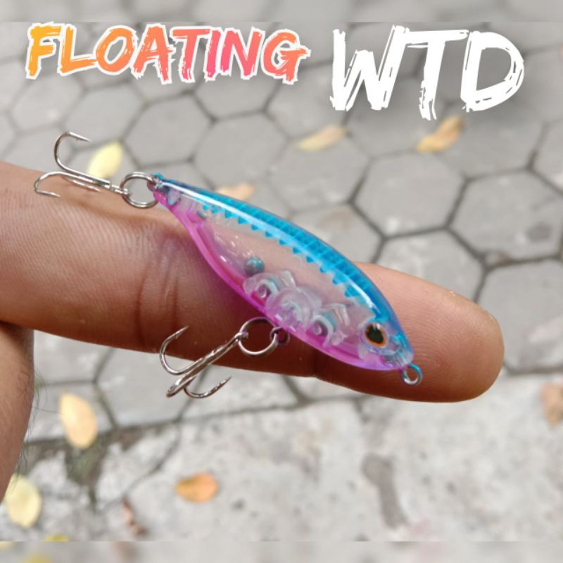 Minnow Floating WTD Umpan dengan mata Kail Casting Hampala