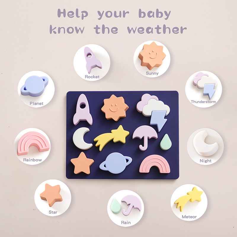 SILICONE WEATHER PUZZLE | Mainan puzzle karet bayi anak edukasi