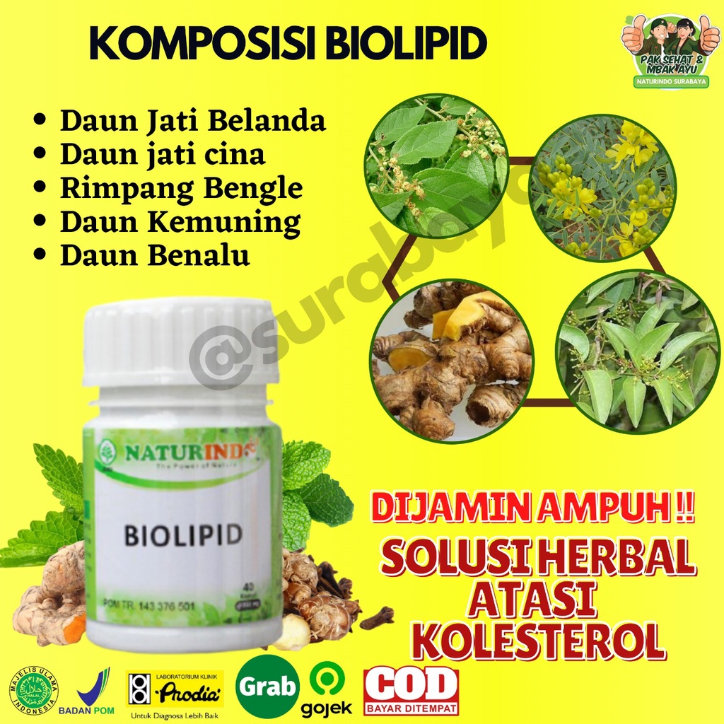 Obat Penurun Kolestrol Kolesterol Tinggi 250 Asam Urat Obat Herbal Penurun Kolestrol Jahat Darah Tinggi Obat Penghancur Lemak Darah Herbal Ampuh Menurunkan Kolesterol Bpom Jamu Kolestrol Stroke Jantung Koroner Tradisional Biolipid Naturindo Surabaya-2