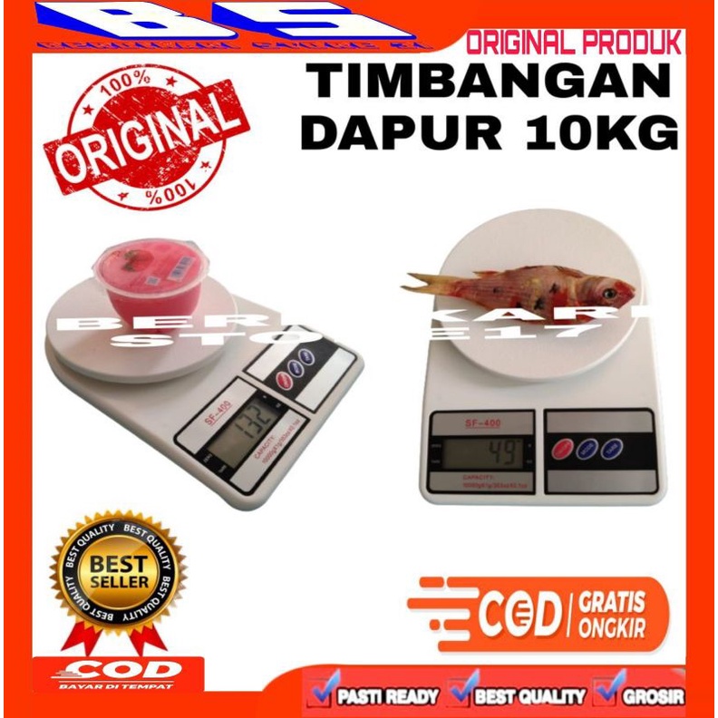 Timbangan Digital Elektrik Scale Dapur SF400 Pengukur BeBSt Makanan 10kg (free batu bateBSi)