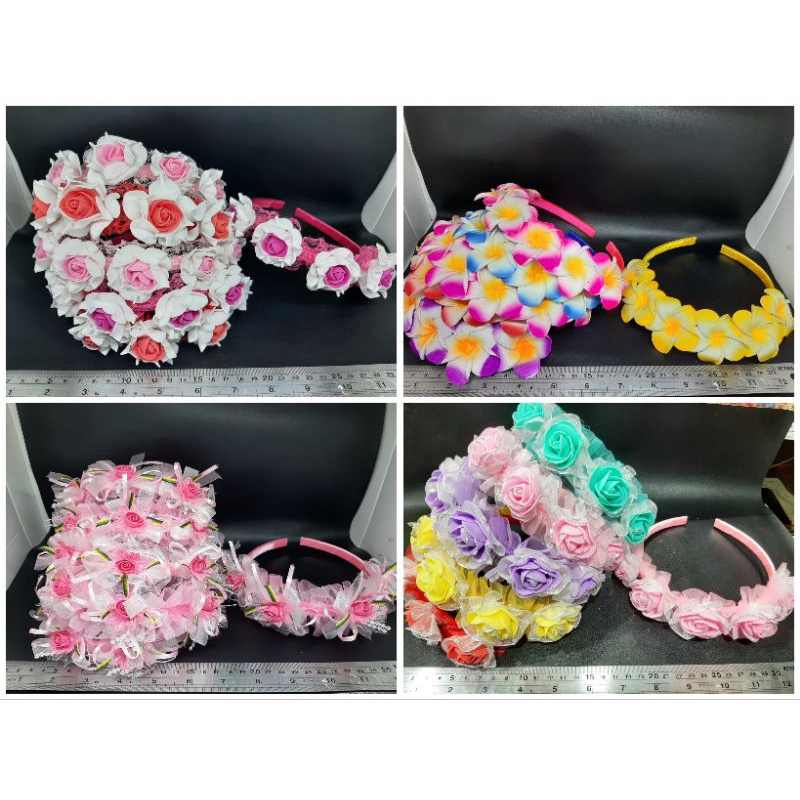 Bando Headpiece Bunga-bunga 12buah Kulakan Grosir