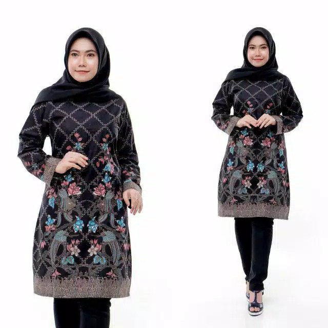 Terlaris Serut Genes Jelita Tunic Navbor Yelbor Whitbor Creambor Tunik Batik Modern Hrb030 Dolbi Dob