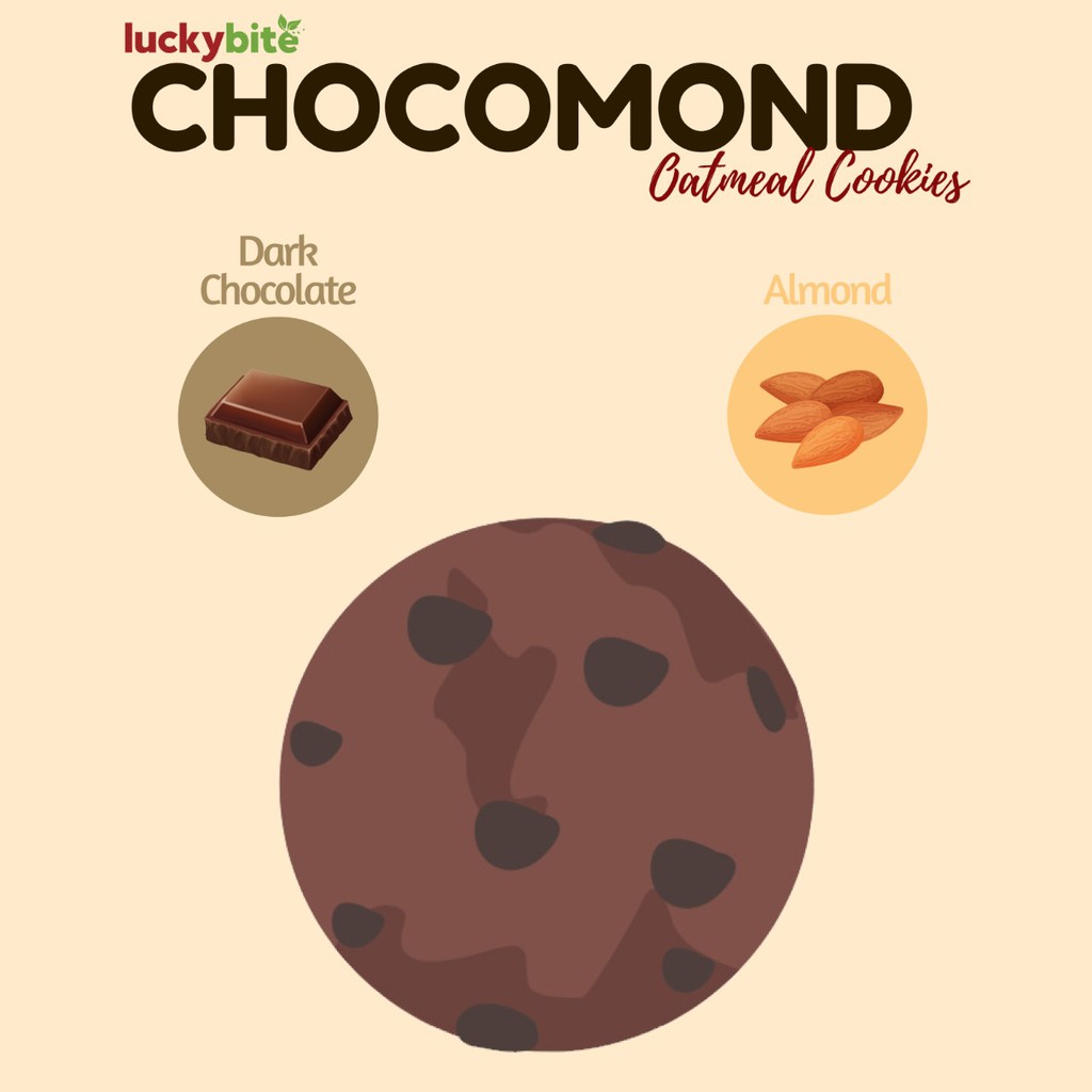 Oatmeal Cookies - Dark Choco Almond (225 gr) - LUCKYBITE