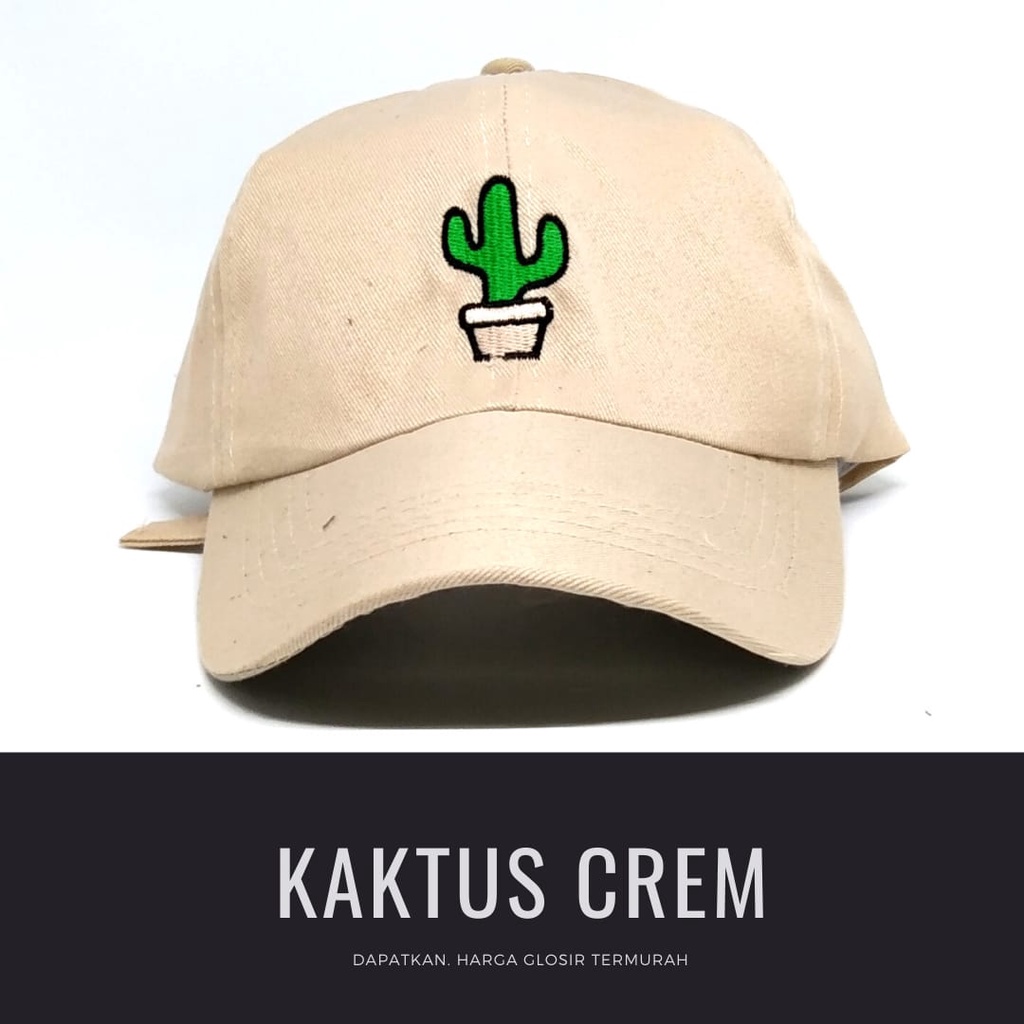 Termurah Topi baseball / garis tiga / challange / reclusive / kaktus / smile / pesawat kertas / yours / brotosaurus dino / daun kecil rasta / pohon kelapa  ring premium dan pertamax pria wanita kpop korea-kaktus crem