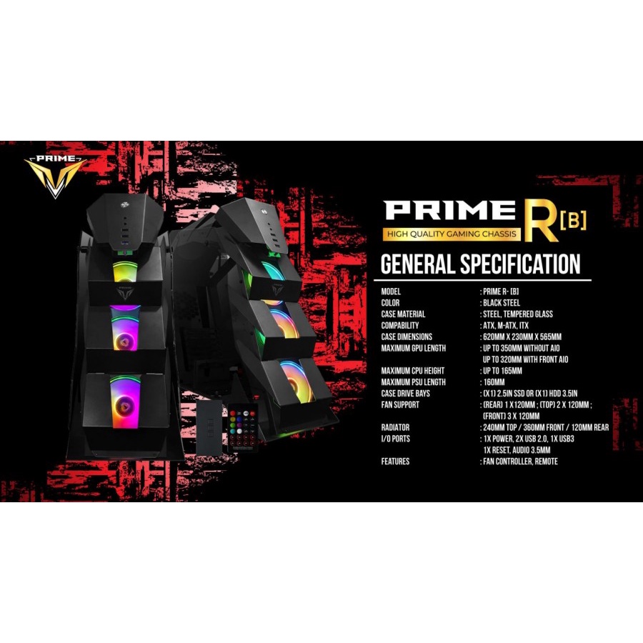 Casing PRIME R-[B] - ALUMUNIUM EXTREME GAMING CASE - TEMPERED GLASS