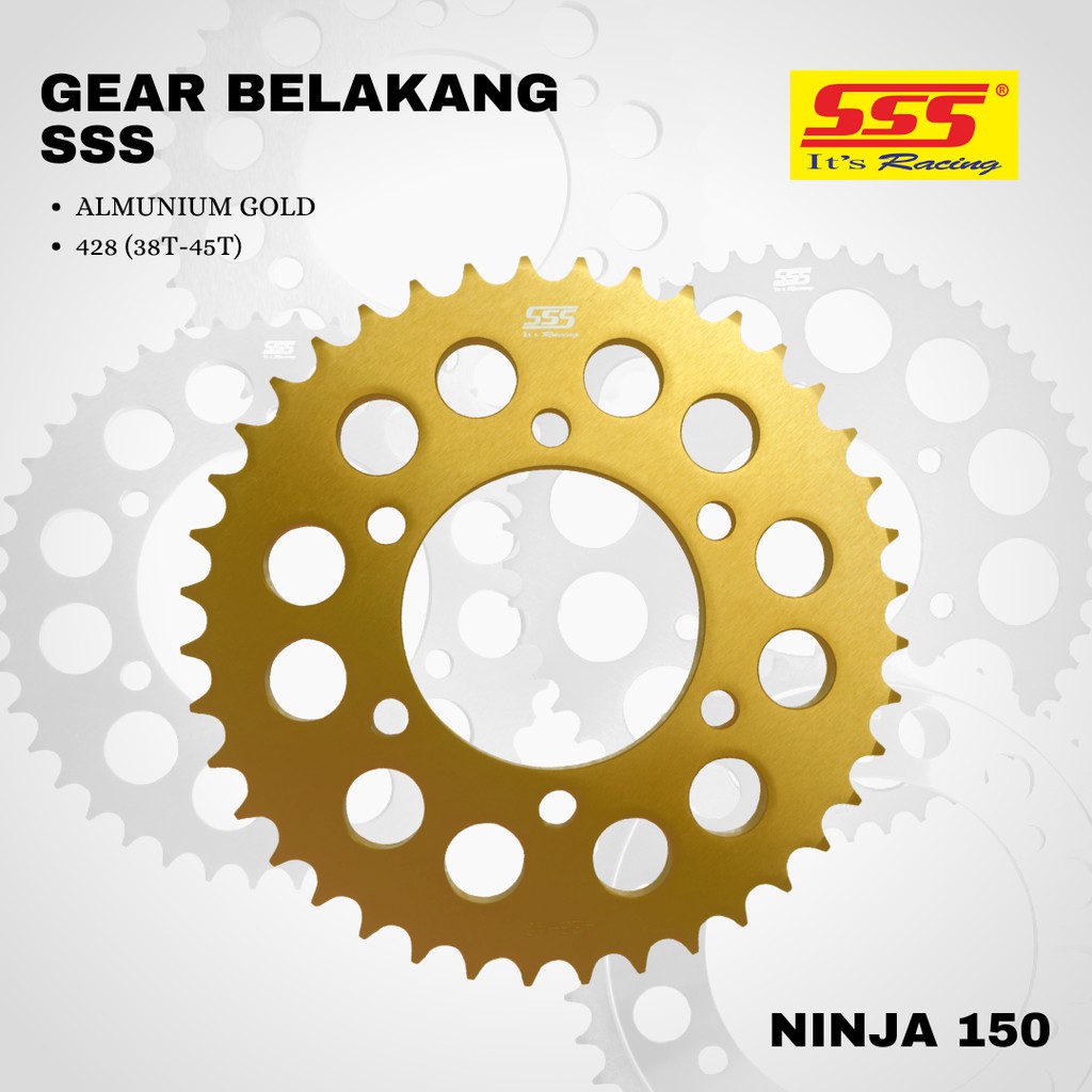 Gear gir Ninja 150 R RR sss 428 38 39 40 41 42 43 Alumunium Gold