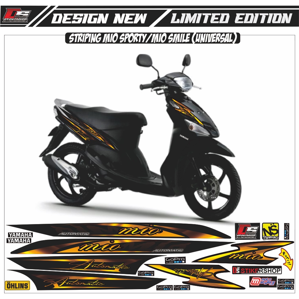 STRIPING VARIASI MIO SMILE/MIO SPORTY RACING/STRIPING MIO VARIASI WARNA HITAM GOLD