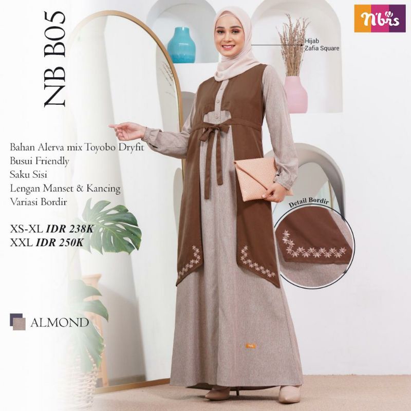 GAMIS NIBRAS 2022 - GAMIS NIBRAS TERBARU 2022 - GAMIS NIBRAS NB B05 - NB B05 ALMOND // NB B05 LAVEND