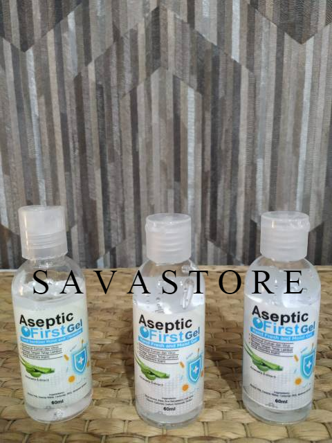 ASEPTIC FIRST HANDSANITIZER GEL 60ML FLIPTOP SIAP PAKAI - ECER GROSIR