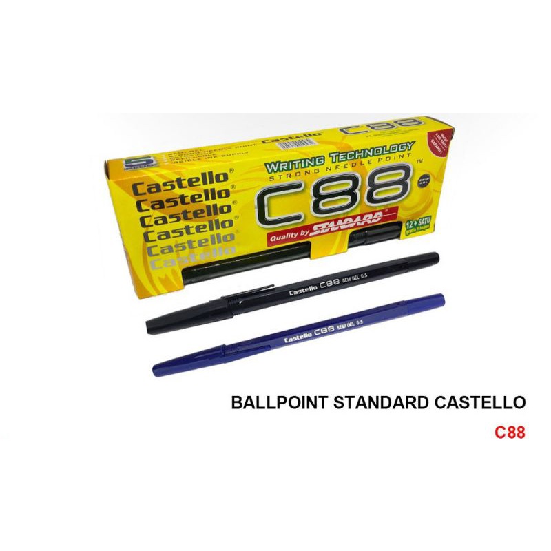 Pulpen Standard C-88 Castello. Warna Hitam dan Biru - Satuan