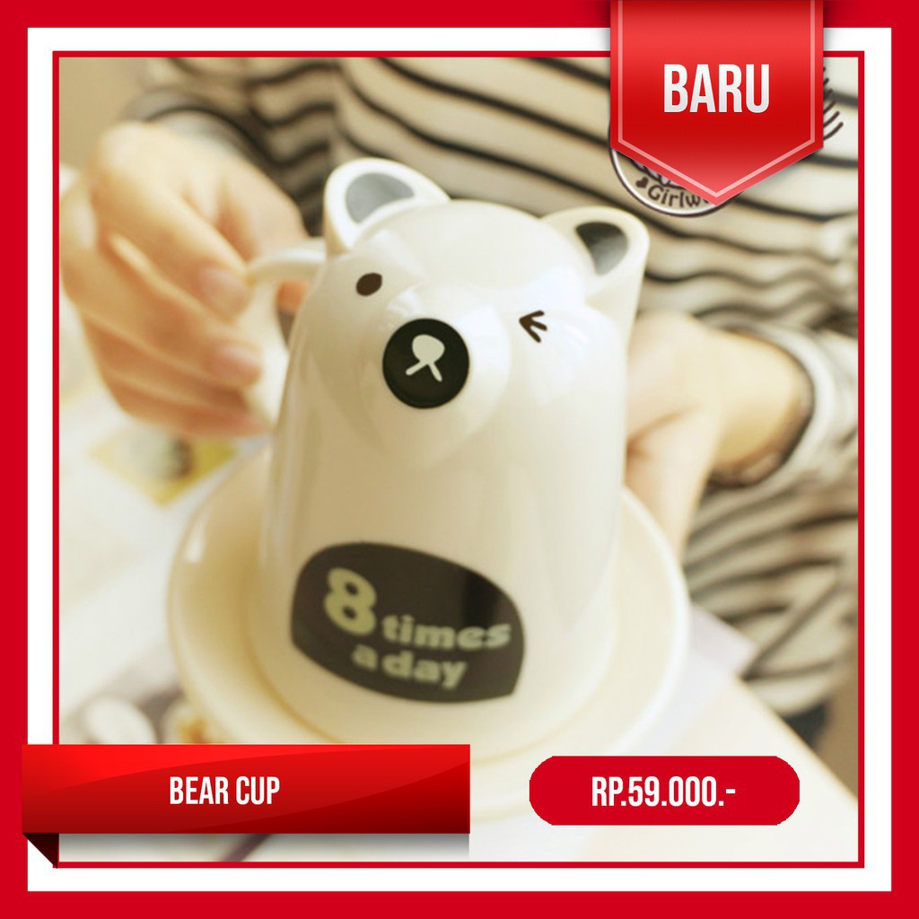 Mug Plastik Beruang | Cup Milk Tea