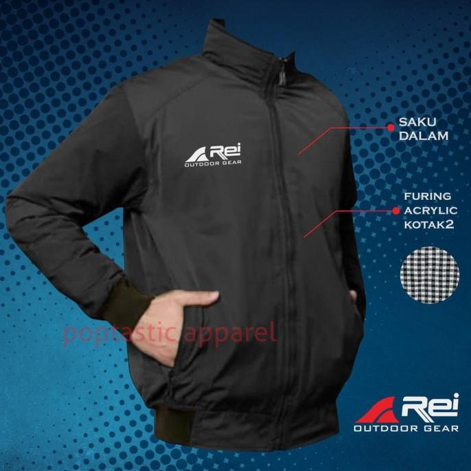 Jaket Pria REI Outdoor Semi Waterproof Anti Air Jaket Harrington Musim