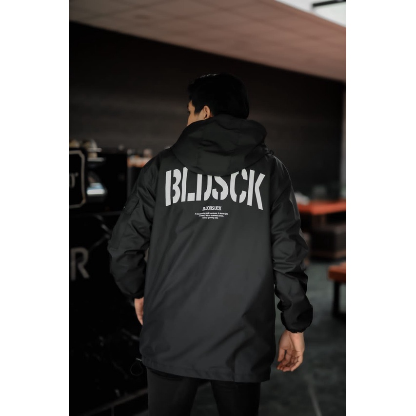 Jaket Casual Bloodsuck Jaket Parasut Pria Full Black Salviohexia