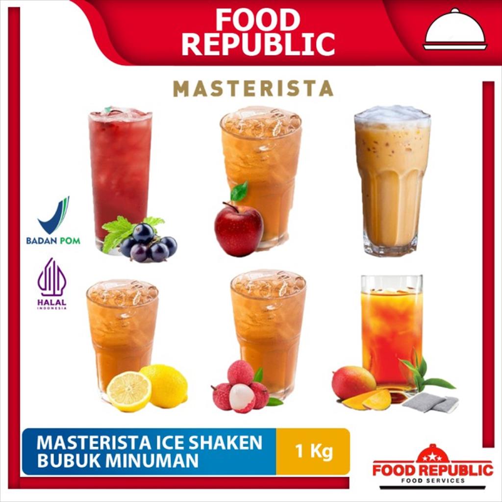 Masterista Minuman Bubuk Ice Shaken Mango Lychee Lemon Blackcurrant Apple Thai Tea 1 Kg Kualitas Premium