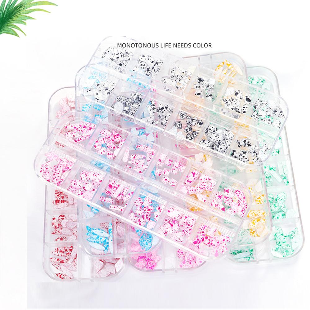 AUGUSTINA Agustina Glass Rhinestones Batu Kaca 1kotak Bentuk Berbeda Glitter Manikur Aksesoris Perhiasan Kuku Permata Kuku