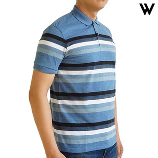  KAOS  POLO PRIA MOTIF  GARIS SALUR  BIRU HITAM WALRUS 