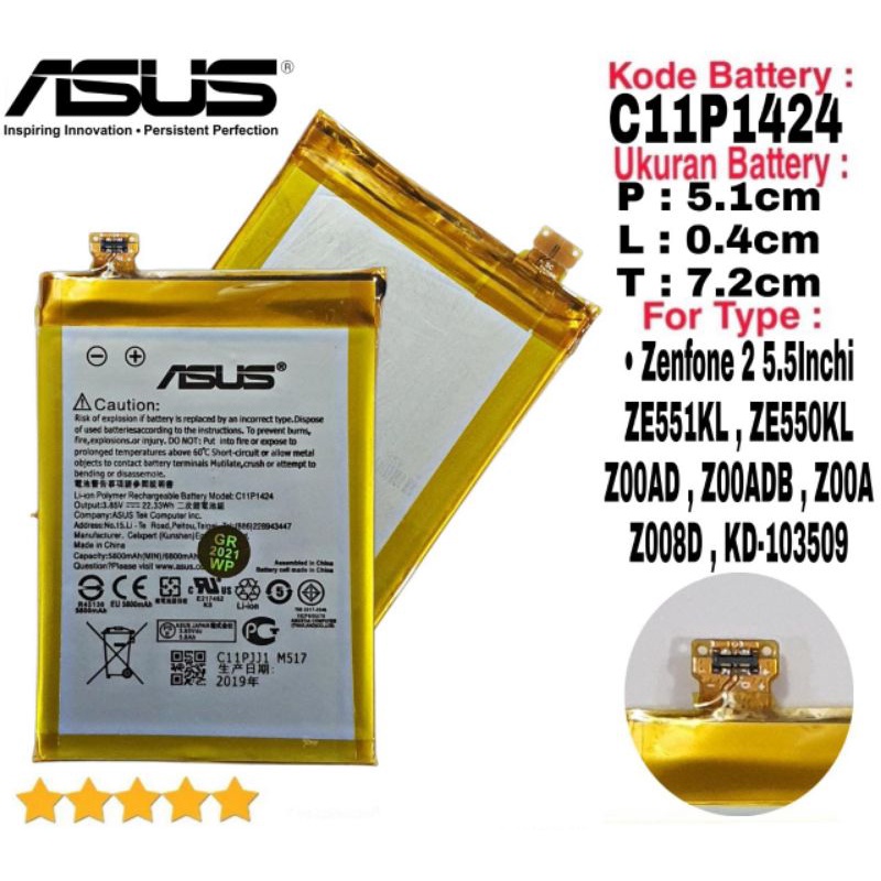 Baterai Original ASUS Zenfone ZE550ML Z00AD KD-103509 C11P1424