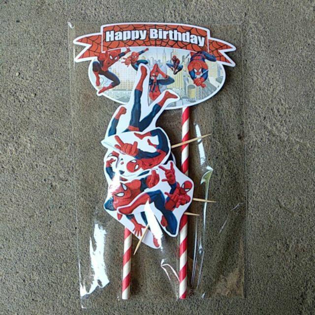 Hiasan Kue Cake Topper Birthday C1 Spiderman Isi 7