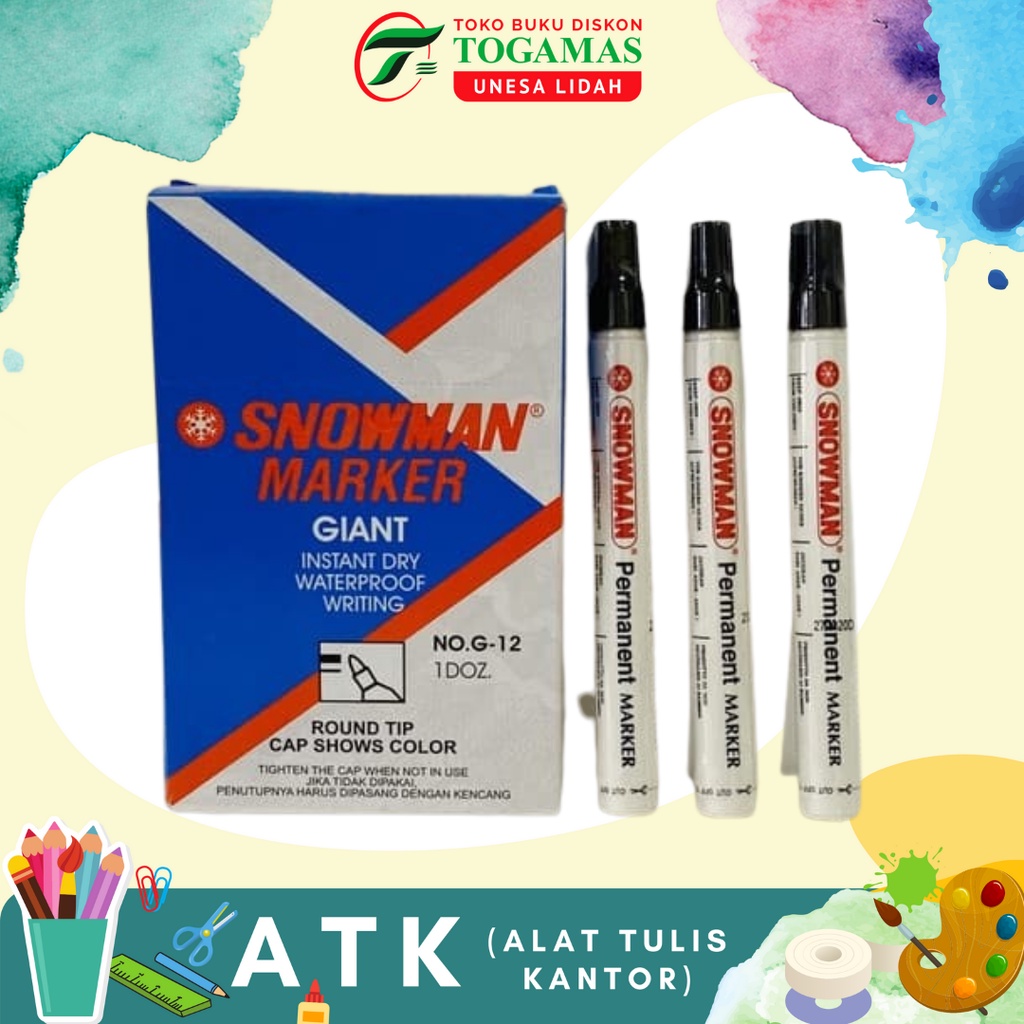 

SPIDOL G-12 PERMANENT MARKER HITAM SNOWMAN / READY STOCK