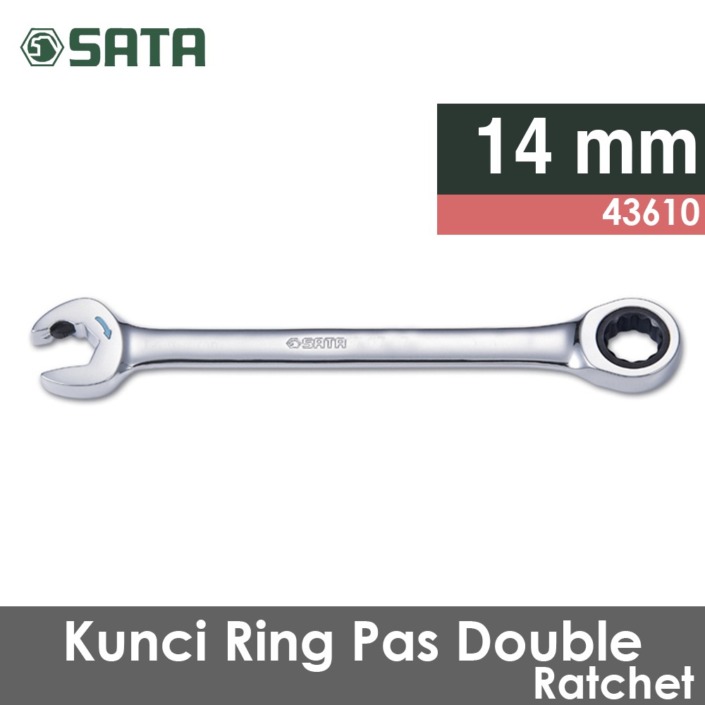 Kunci RIng Pas Ratchet Wrench 14mm Combination Double 43610 SATA TOOLS