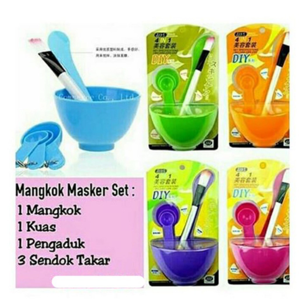 MANGKOK MASKER / MANGKUK MASKER SET / MANGKOK PLASTIK ( Kuas Masker + Mangkuk + Spatula + Sendok )