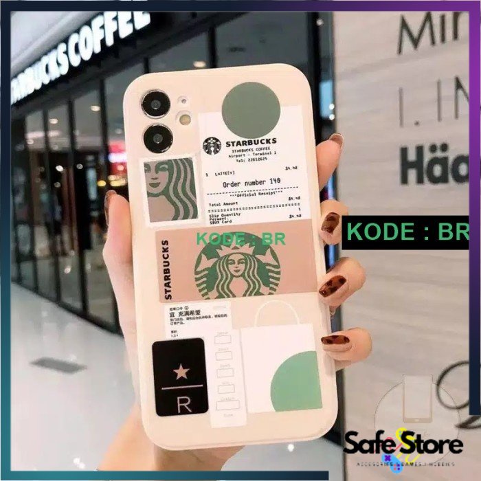 Case iPhone 11 X XS XR Pro Max Square Edge Soft Case Starbucks BR