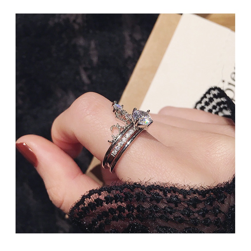 Cincin Bentuk Mahkota Gaya Korea Adjustable Untuk Pasangan