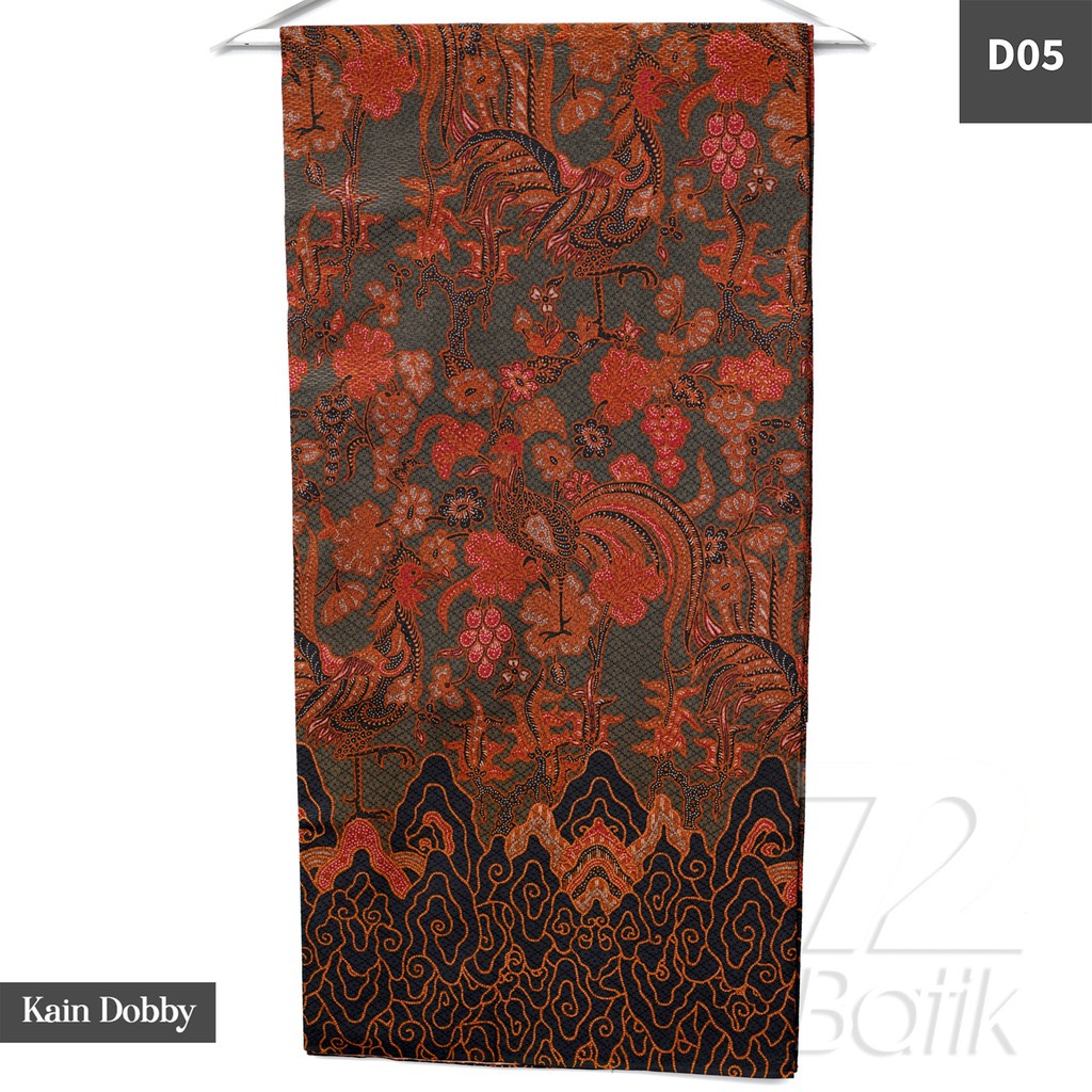 KAIN BATIK PREMIUM Bahan Dobby Motif Jago Alas Warna Hitam Black Orange 725803 CAP 72 - Jarik Jarit Samping Kebat Panjang Batik Dobby Modern Premium Bahan Seragam Batik Pernikahan Kantor Keluarga Murah Kamen Jadi Batik Bali Lembaran