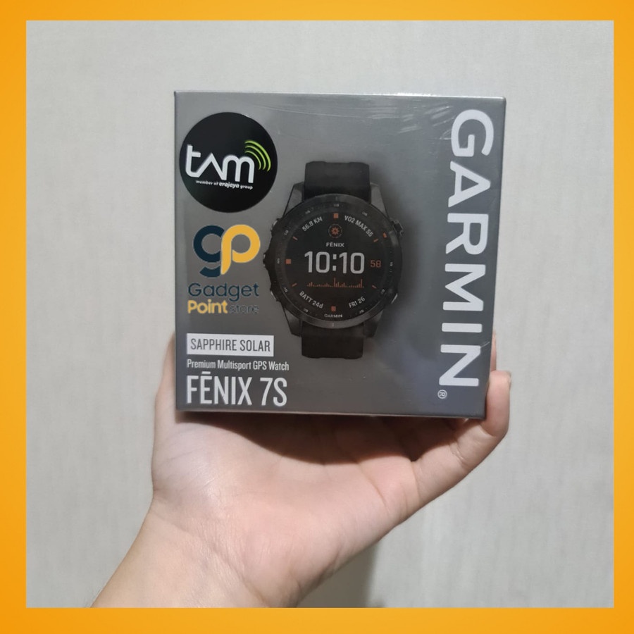 Garmin Fenix 7S Sapphire Solar Carbon Gray DLC Titanium with Black Band - Garansi Resmi TAM 2 Tahun